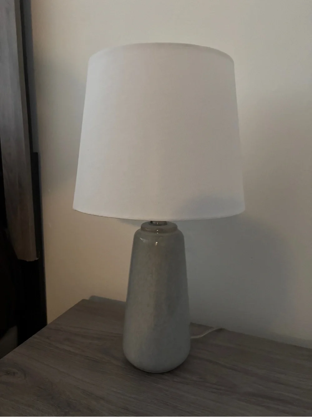Ceramic Table Lamp with White Shade - Neutral Gray Base